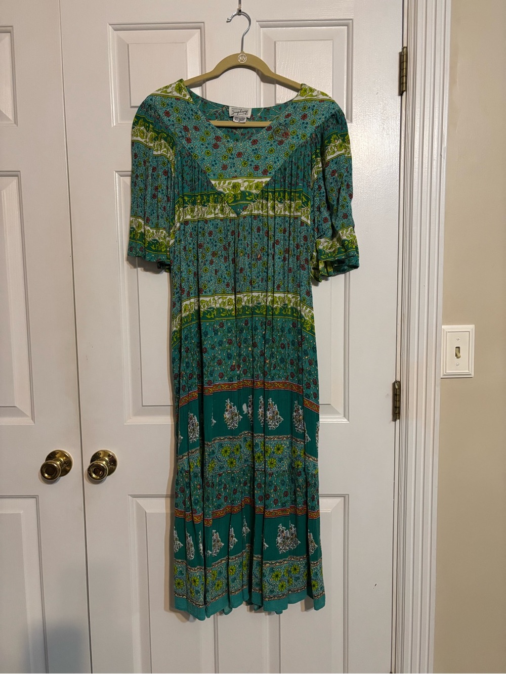 Saybury Boho Muu Muu medium Oversized Teal Green Floral Midi Dress
